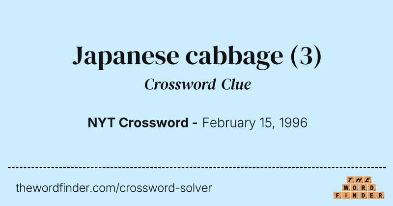 Japanese cabbage crossword clue image