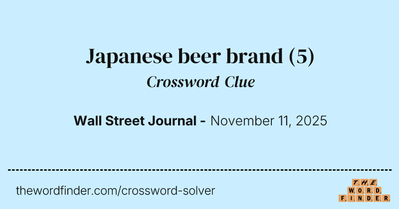 Japanese beer brand crossword clue image