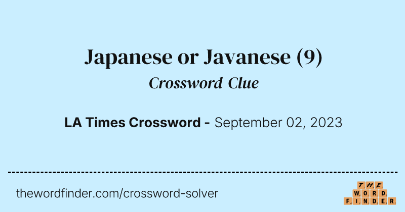 Japanese or Javanese crossword clue image