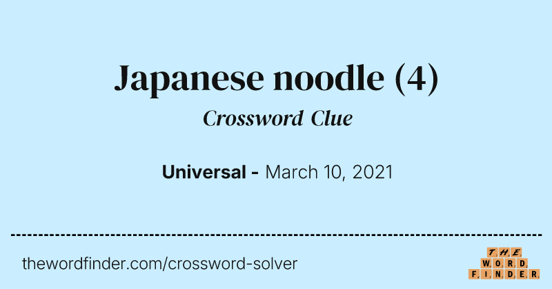 Japanese noodle crossword clue image