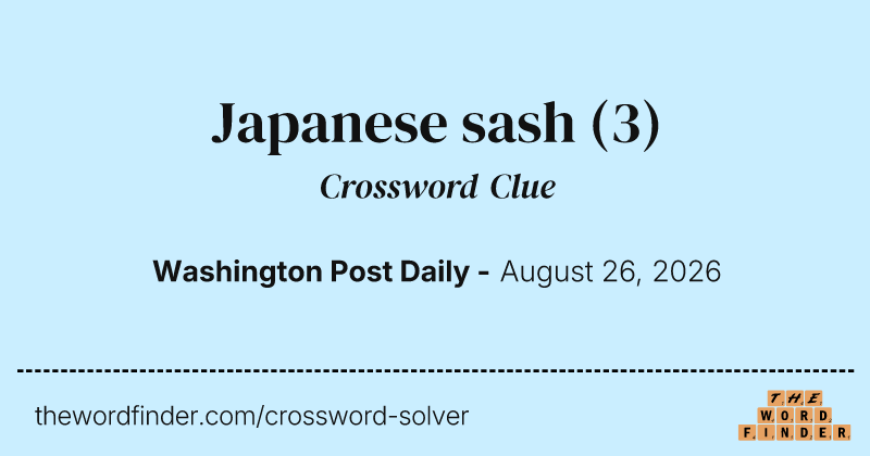 Japanese sash crossword clue image