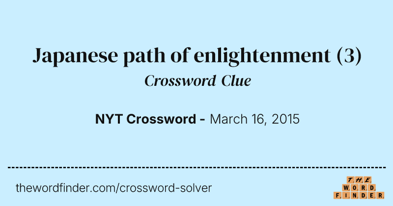 Japanese path of enlightenment crossword clue image
