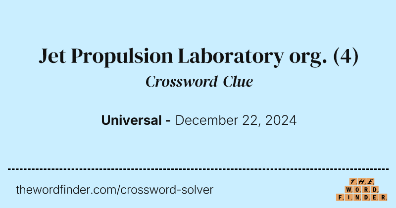 Jet Propulsion Laboratory org. crossword clue image