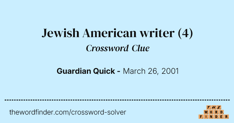 Jewish American writer crossword clue image