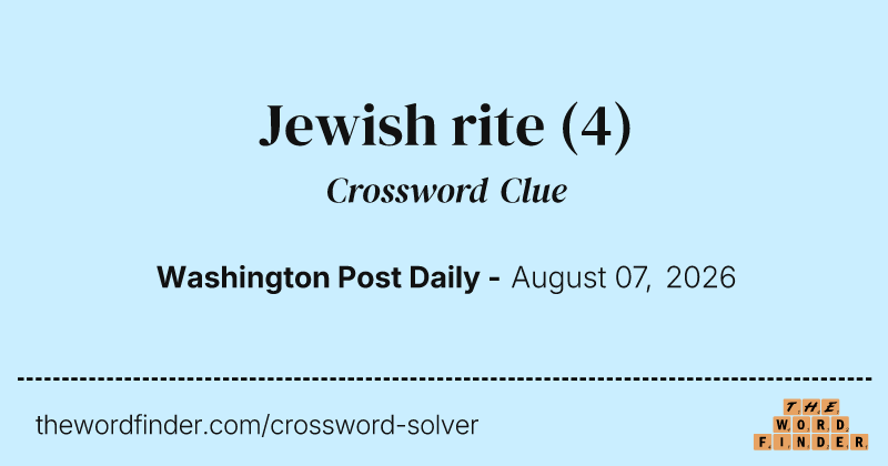 Jewish rite crossword clue image