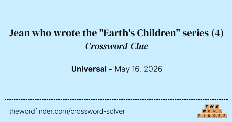 Jean who wrote the "Earth's Children" series crossword clue image