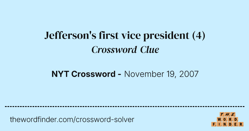 Jefferson's first vice president crossword clue image