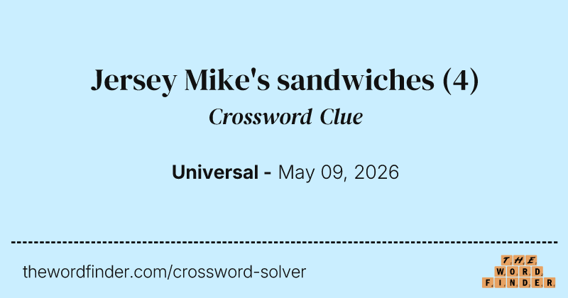 Jersey Mike's sandwiches crossword clue image