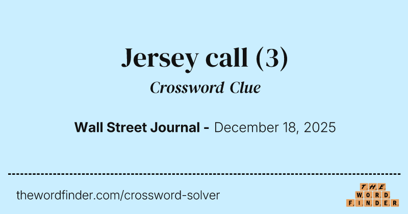 Jersey call crossword clue image