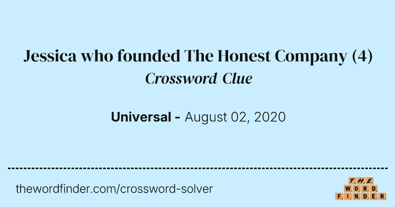 Jessica who founded The Honest Company crossword clue image
