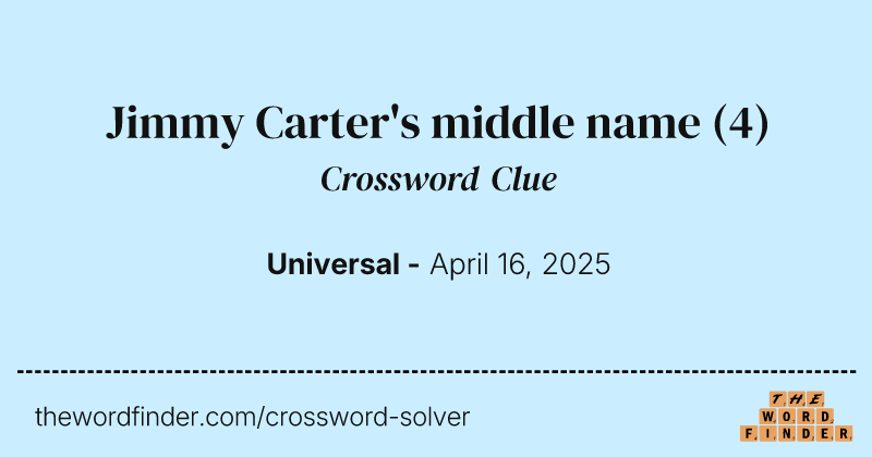 Jimmy Carter's middle name crossword clue image