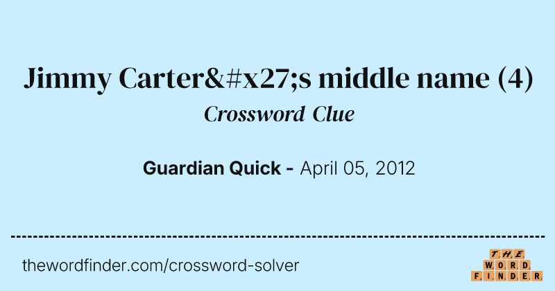 Jimmy Carter's middle name crossword clue image