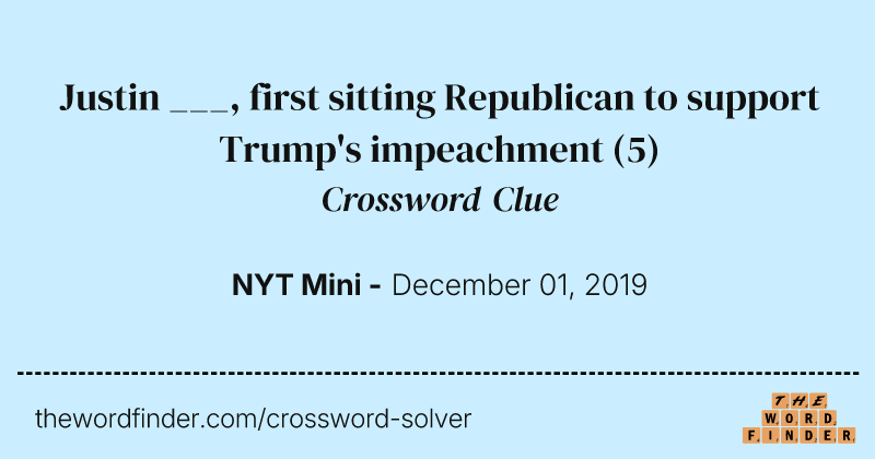 Justin ___, first sitting Republican to support Trump's impeachment crossword clue image