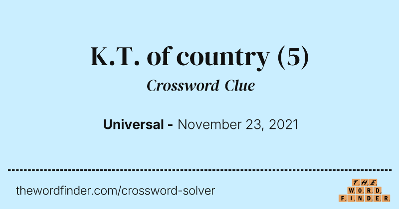 K.T. of country crossword clue image