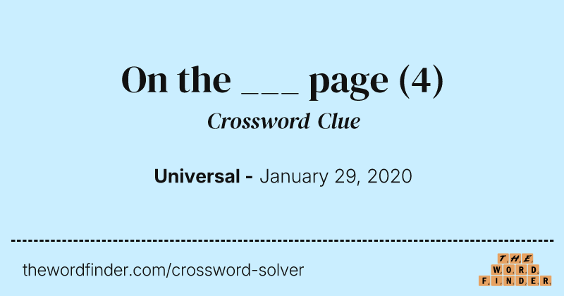 On the ___ page crossword clue image