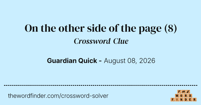 On the other side of the page crossword clue image