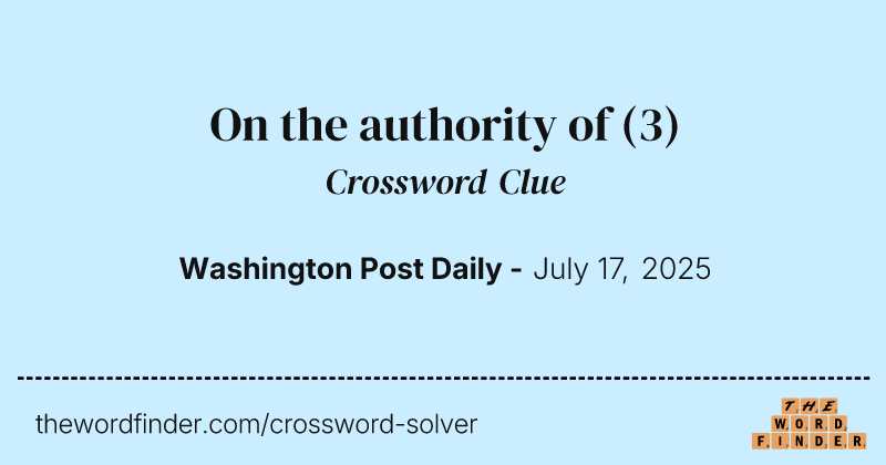 On the authority of crossword clue image