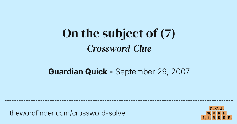 On the subject of crossword clue image