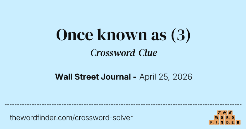 Once known as crossword clue image