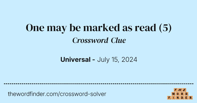 One may be marked as read crossword clue image