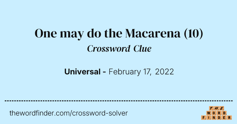 One may do the Macarena crossword clue image