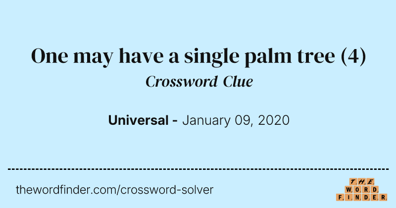 One may have a single palm tree crossword clue image