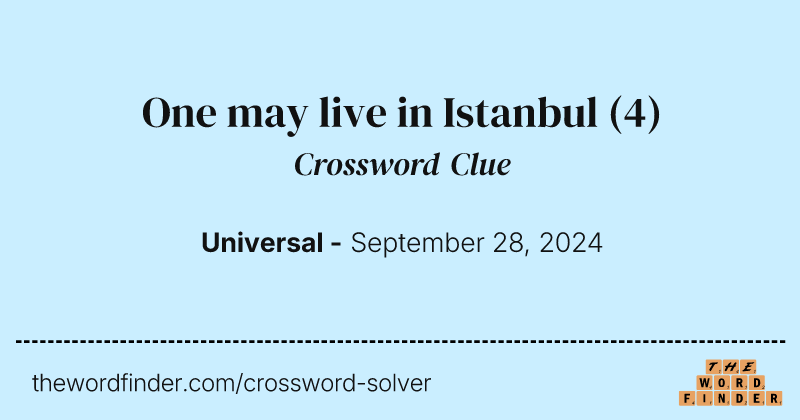 One may live in Istanbul crossword clue image