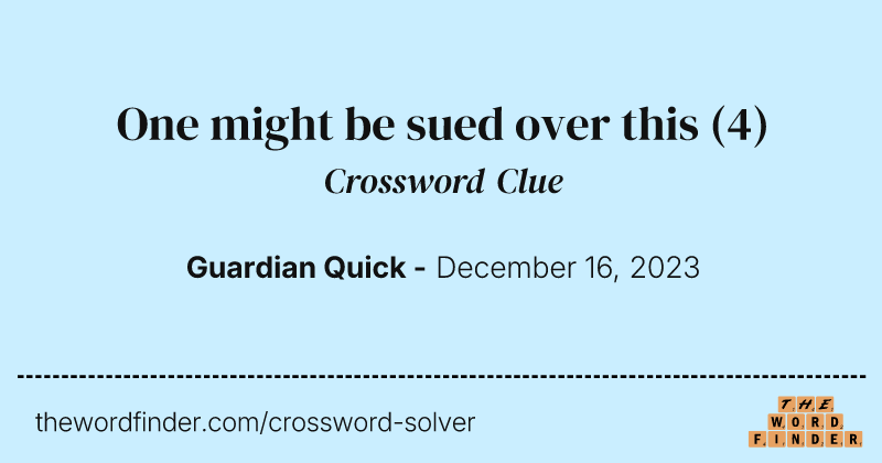One might be sued over this crossword clue image