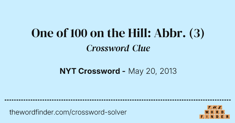 One of 100 on the Hill: Abbr. crossword clue image