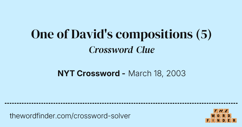 One of David's compositions crossword clue image