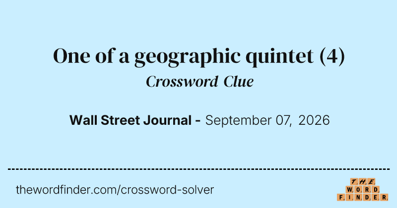 One of a geographic quintet crossword clue image