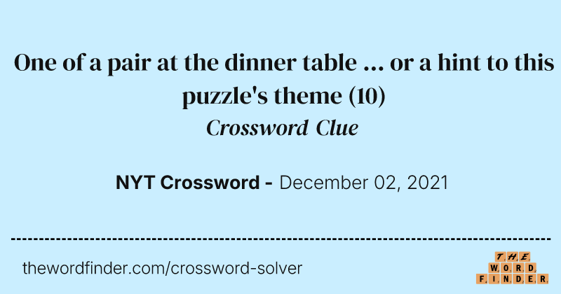 One of a pair at the dinner table ... or a hint to this puzzle's theme crossword clue image