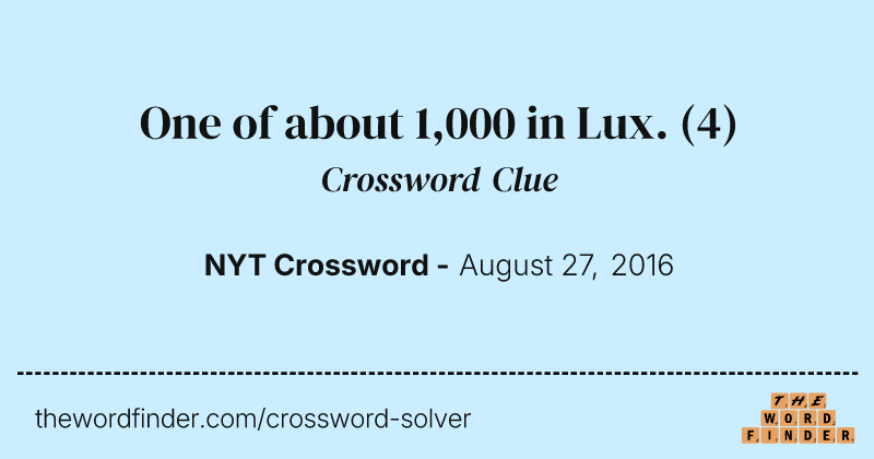 One of about 1,000 in Lux. crossword clue image