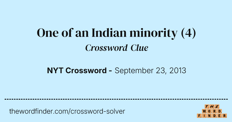 One of an Indian minority crossword clue image