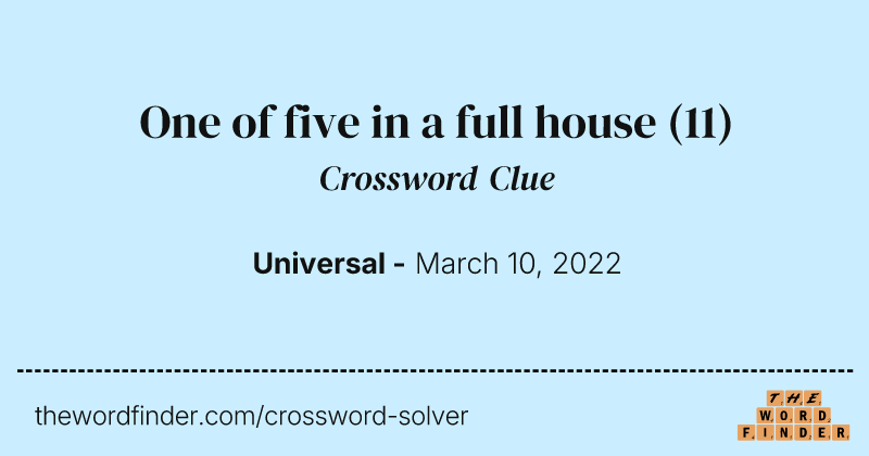 One of five in a full house crossword clue image