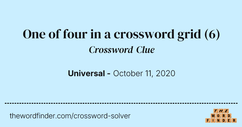 One of four in a crossword grid crossword clue image