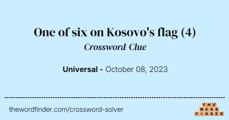 One of six on Kosovo's flag crossword clue image