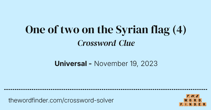 One of two on the Syrian flag crossword clue image