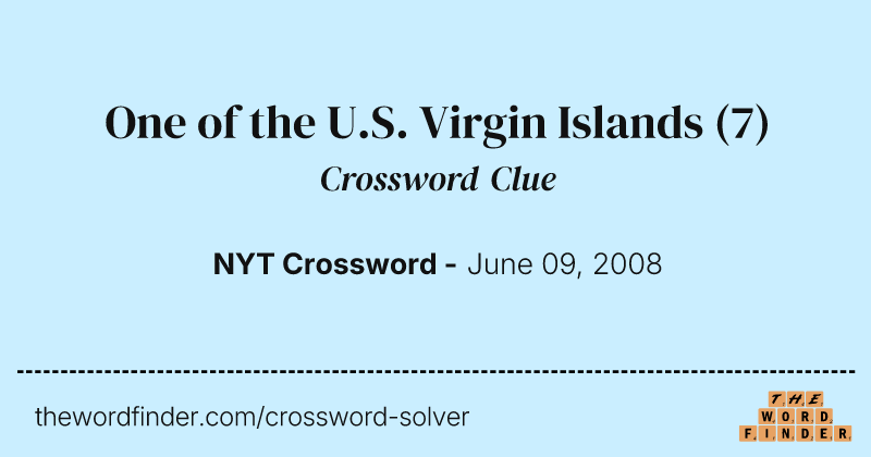 One of the U.S. Virgin Islands crossword clue image