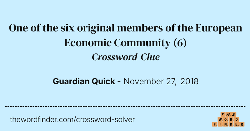 One of the six original members of the European Economic Community crossword clue image