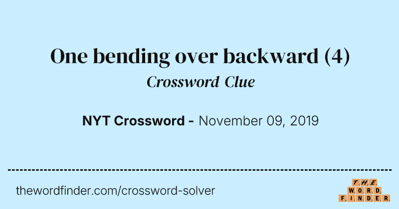 One bending over backward crossword clue image