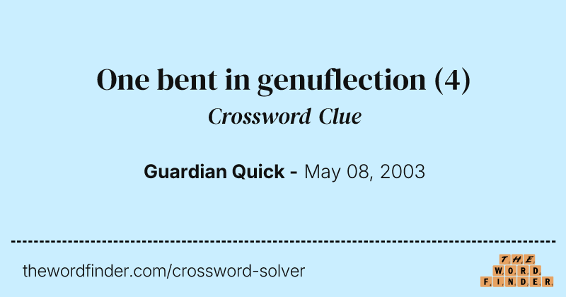 One bent in genuflection crossword clue image