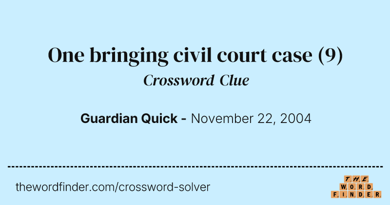 One bringing civil court case crossword clue image