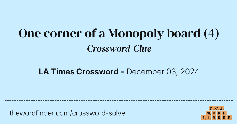 One corner of a Monopoly board crossword clue image