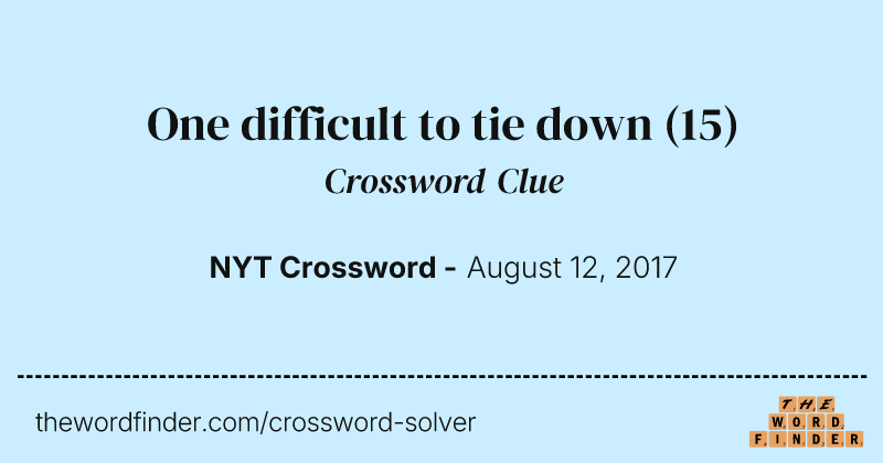 One difficult to tie down crossword clue image