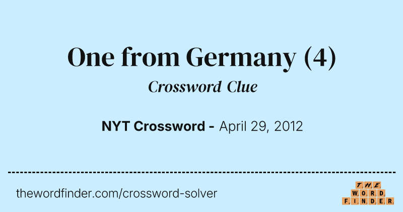 One from Germany crossword clue image