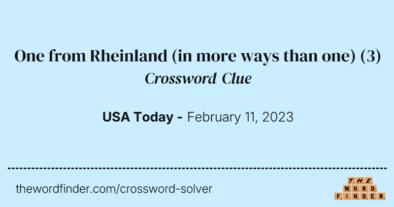 One from Rheinland (in more ways than one) crossword clue image