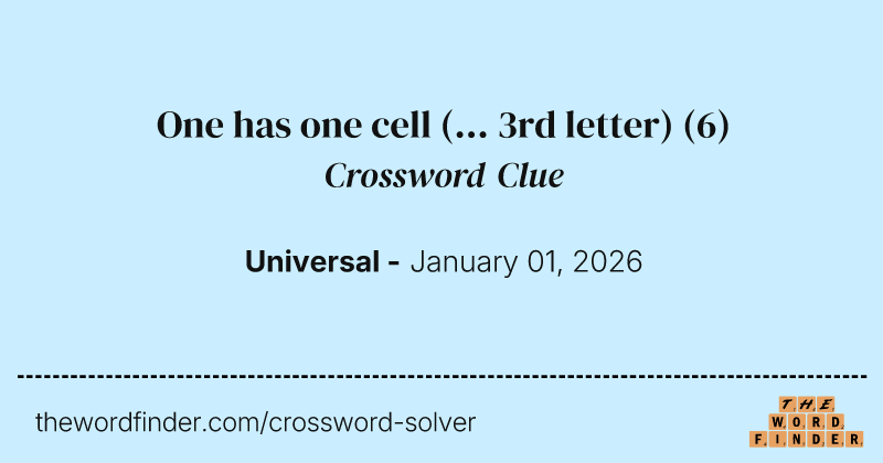 One has one cell (... 3rd letter) crossword clue image
