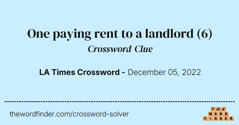 One paying rent to a landlord crossword clue image