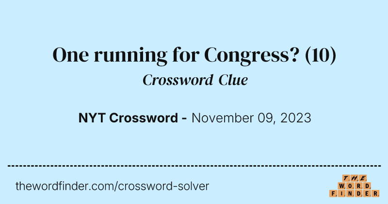 One running for Congress? crossword clue image
